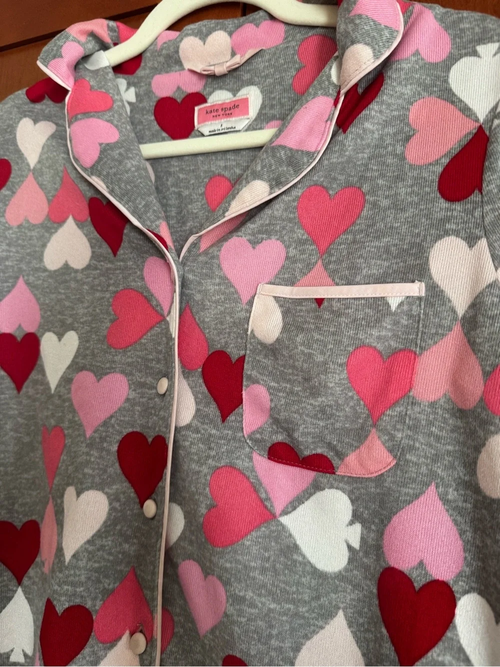 Kate Spade New York Multicolor Heart Print 2-Piece Pajama Set | Size Small